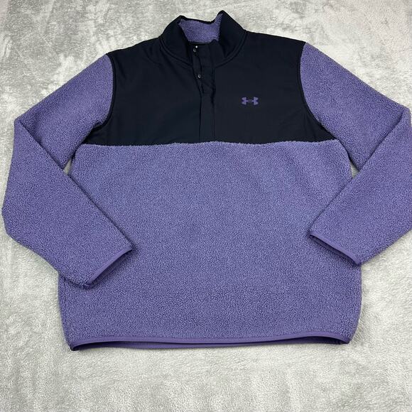 Under Armour Golf Size XL Mens Purple Fleece Pile Golf Pullover Sweater - Picture 2 of 8